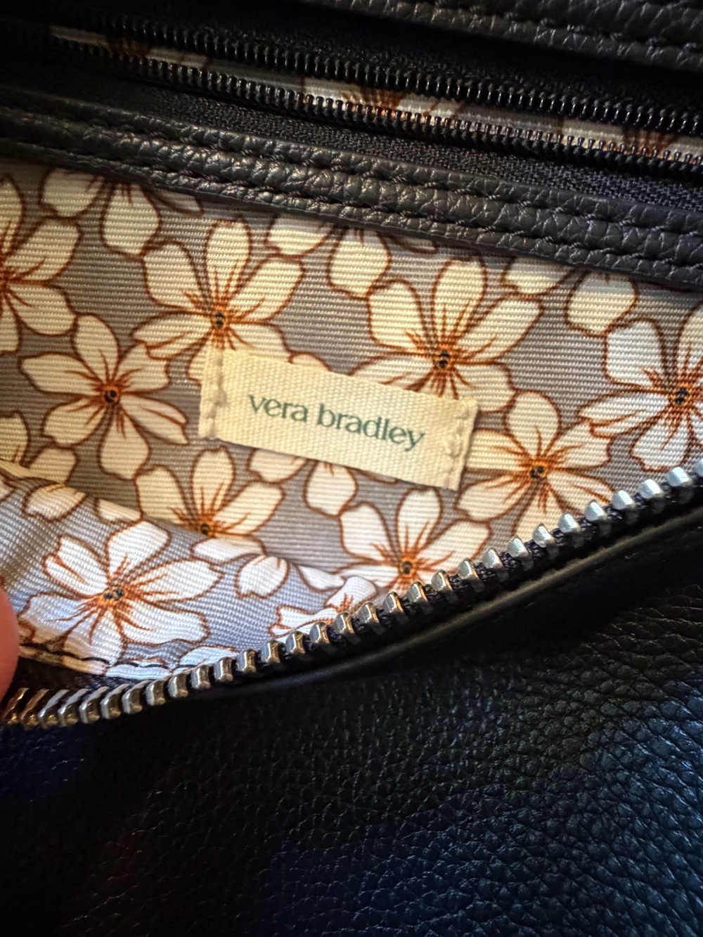 Vera Bradley Black faux Pebbled Leather Slouchy Shoulder Bag - Picture 3 of 3